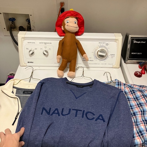 Nautica 2pc Medium Pullover/Button Down &1pc Large Navy Sweater Bundle - Picture 1 of 5